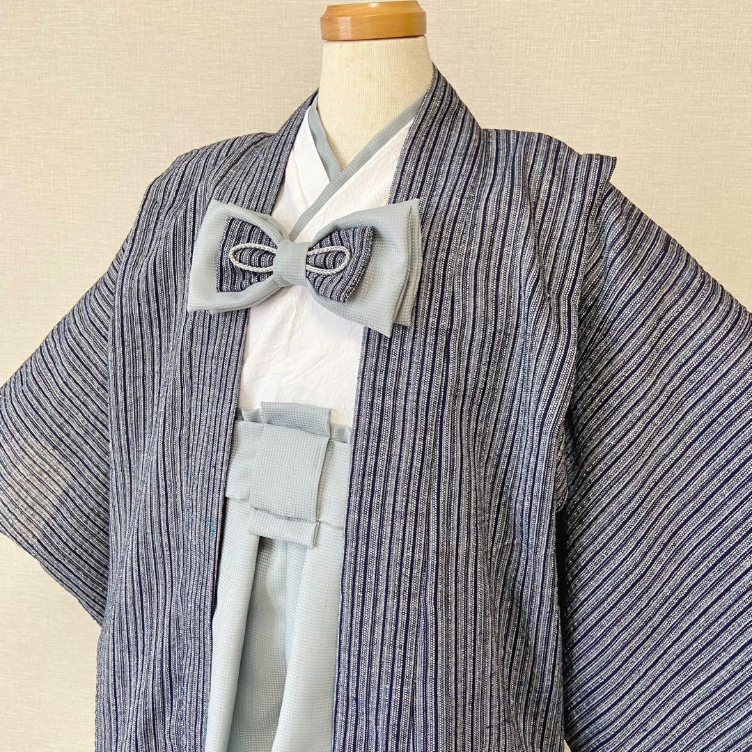 七五三 羽織袴セット 男の子 5歳 和しじら織 ハンドメイド
