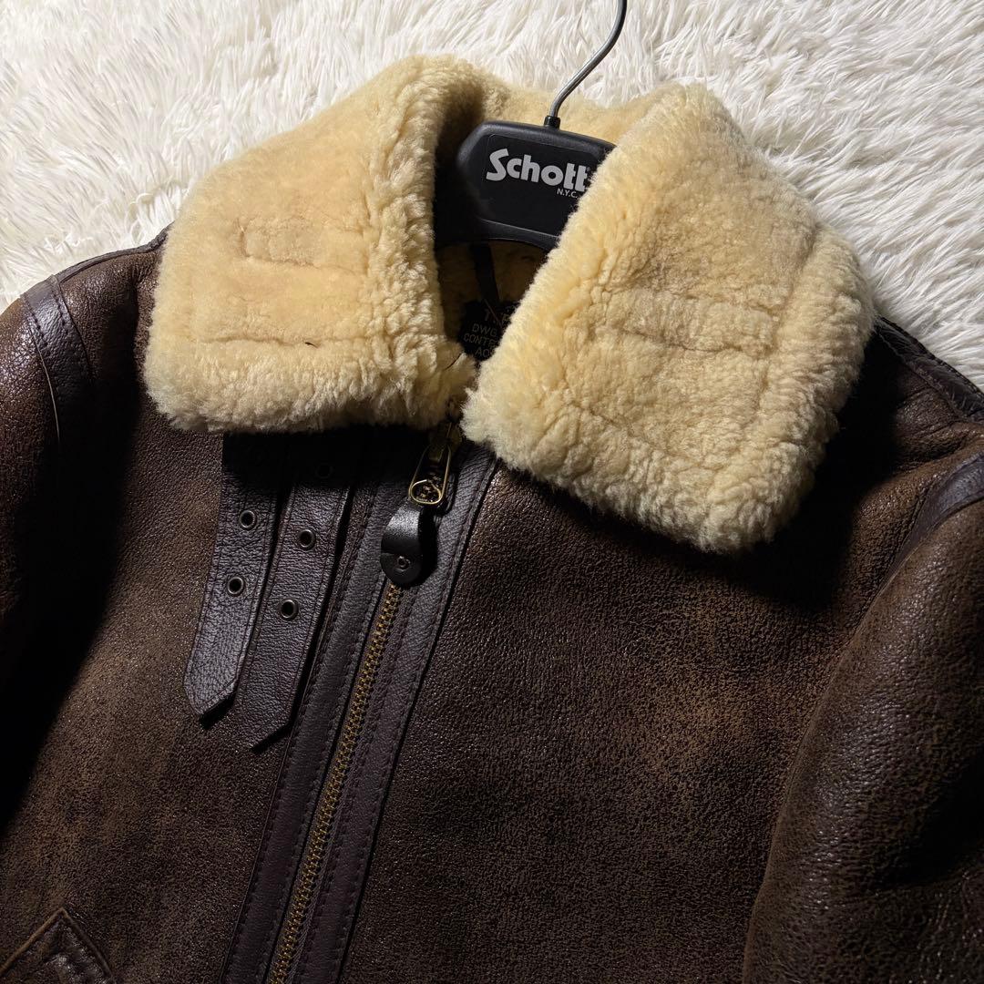 【米国製】schott フライトジャケット　B-3 羊革　ムートン　ボア　38