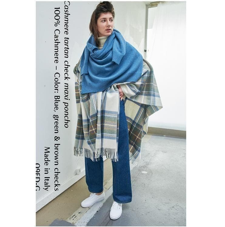 2/10限定値下　レア　cristaseya　カシミヤ　チェック　ポンチョ