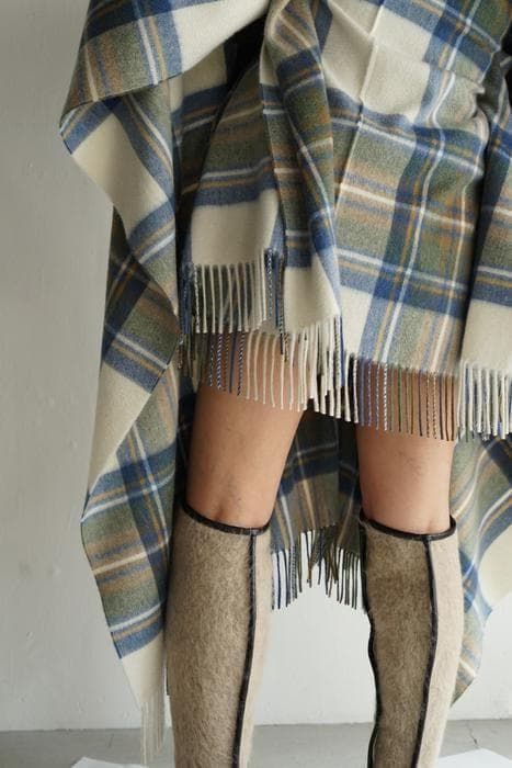 2/10限定値下　レア　cristaseya　カシミヤ　チェック　ポンチョ