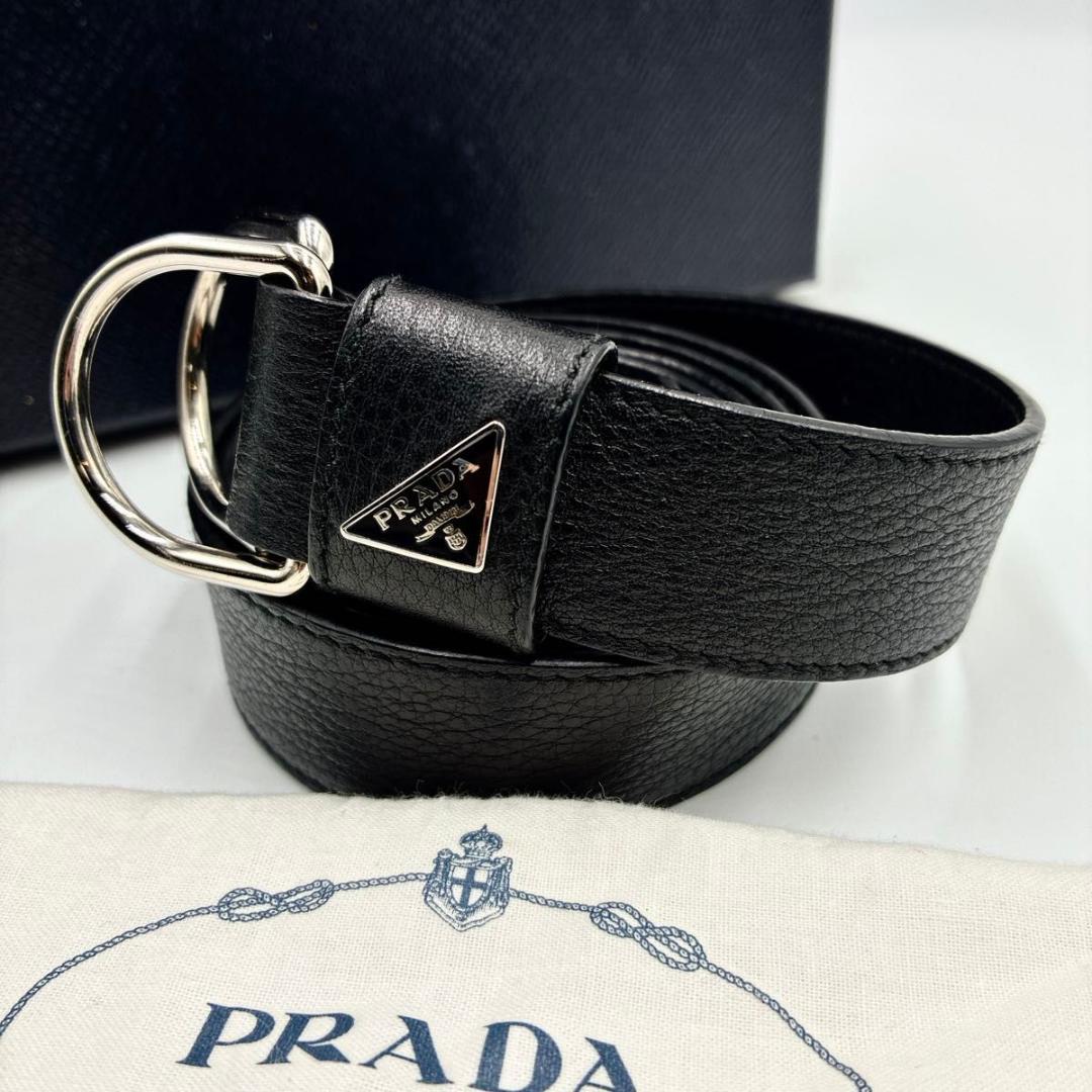 re プラダ ベルト レザー トライアングルロゴ 三角ロゴ ブラック
