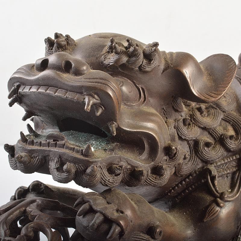 中国　古銅宣徳銅　玉乗り獅子　香炉　置物　Y　R7427