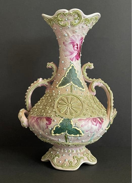 オールドノリタケ　盛り上げ花生