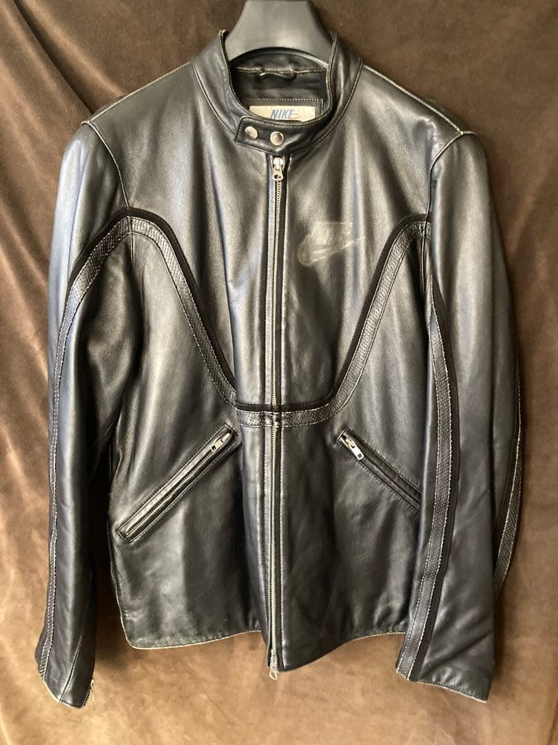 激レア NIKE ナイキ レザー シングル ライダース ジャケット NSW