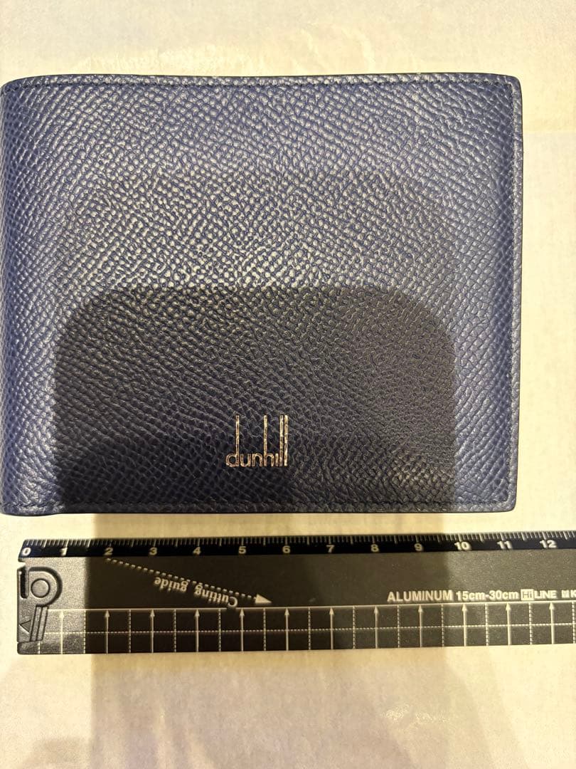 dunhill ネイビー ツートン　二つ折り財布　ケース付
