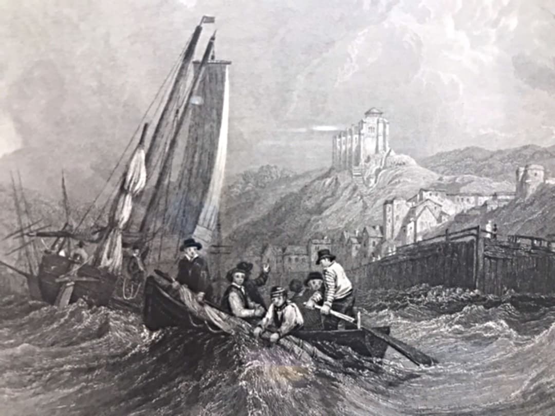 美術品　絵画　銅版画　海洋画　1834年　船　帆船　スティールエングレーヴィング