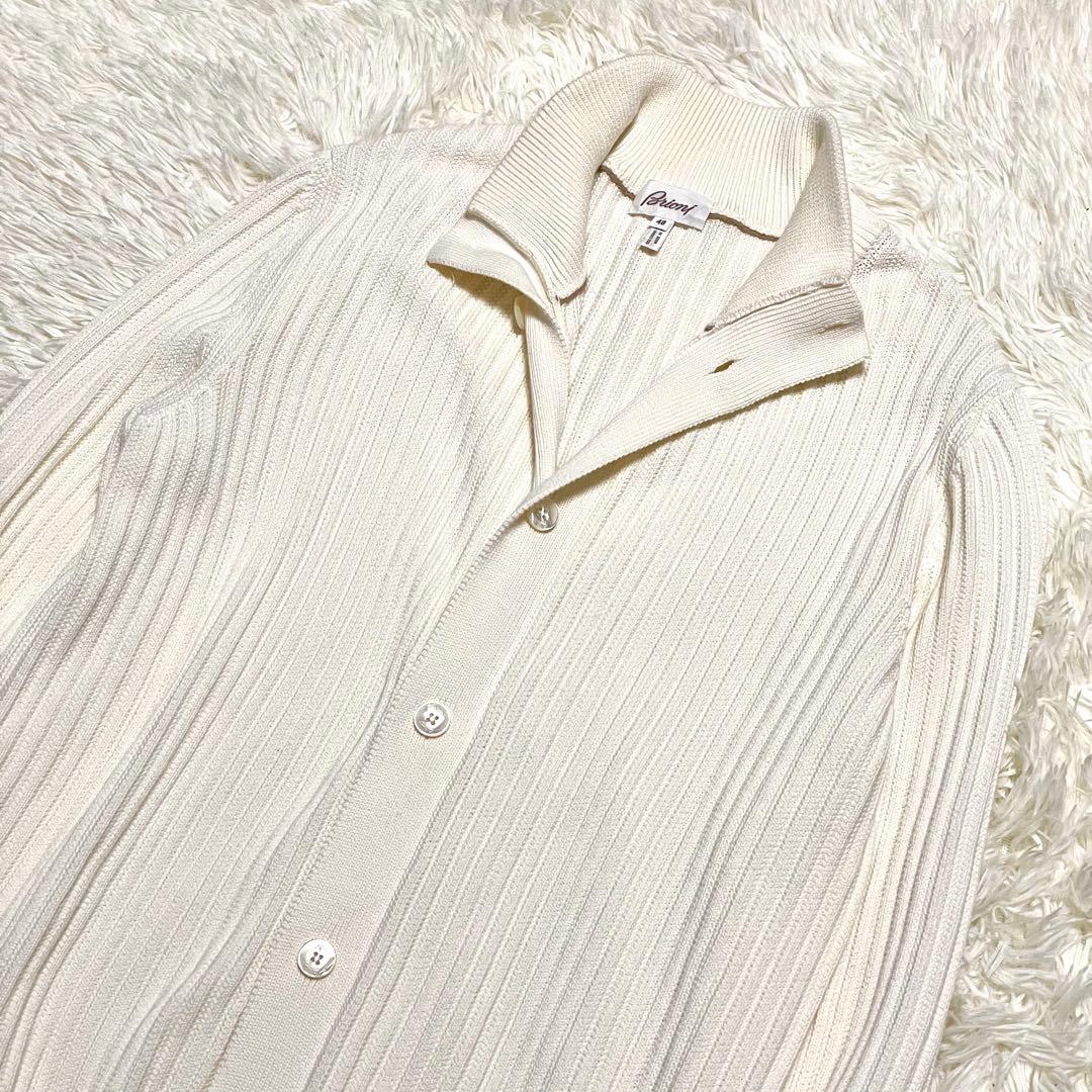 極美品 Brioni コットンカーディガン リブニット イタリア製 48 M