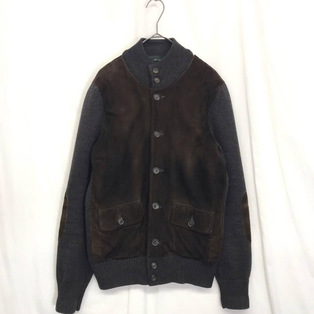 ZANONE : スエード×ニット コンビカーディガン★48★ブラウン