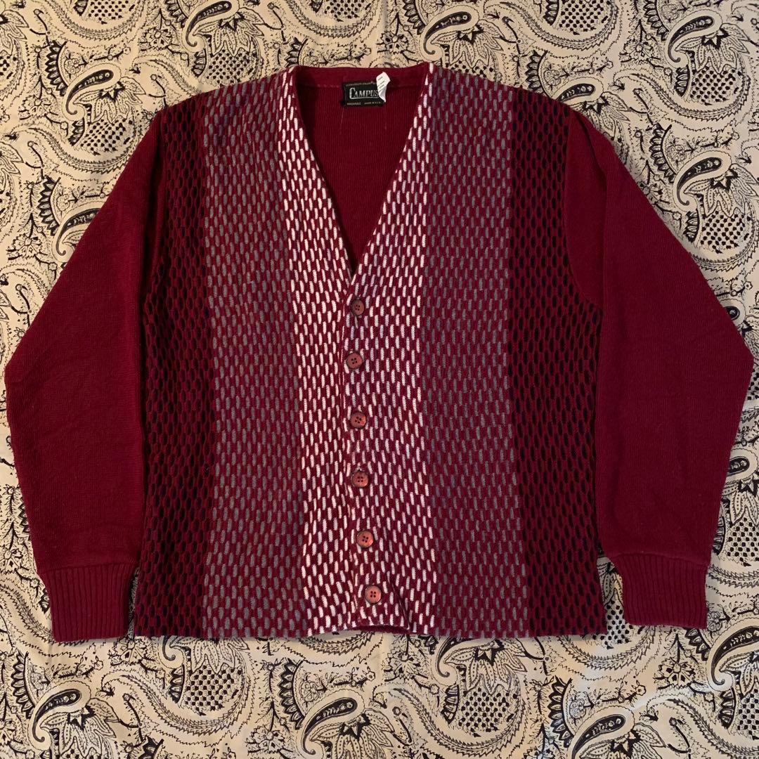 70s【高配色】CAMPUS キャンパス ニット カーディガン ワーク 60s