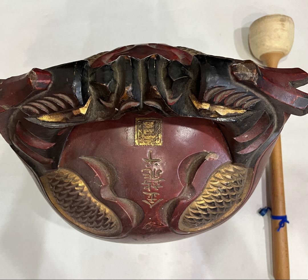 特大　木魚　金龍　在名有り