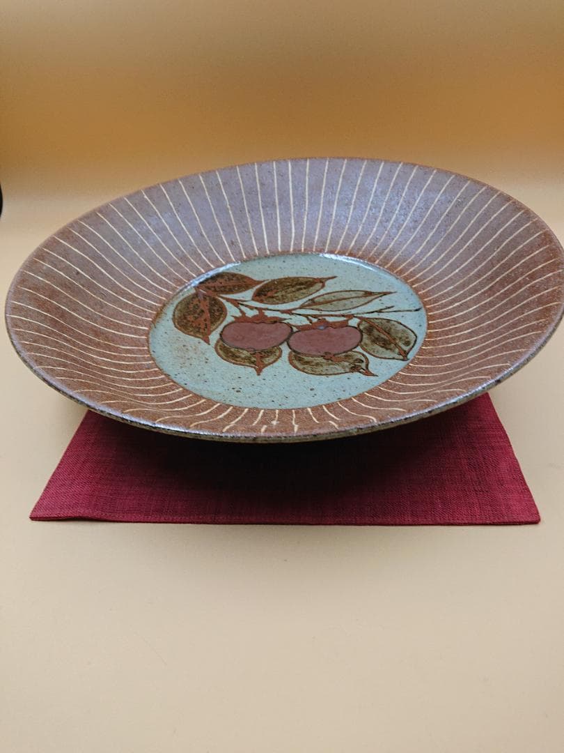 益子焼 飾り皿 【柿図】