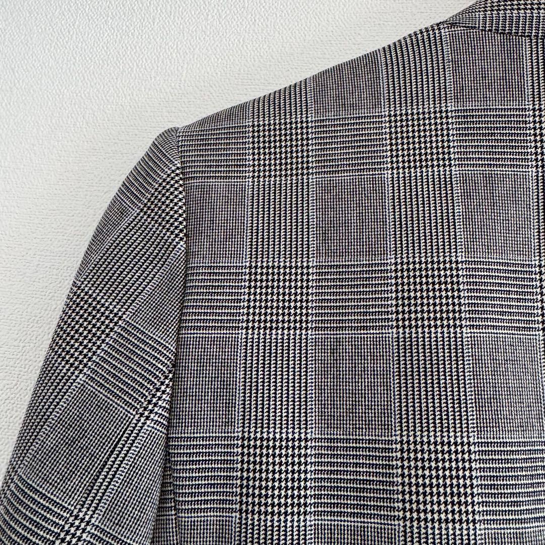 【美品】PLST プラステ　ストレッチ ウォッシャブルノーカラーチェックスーツM