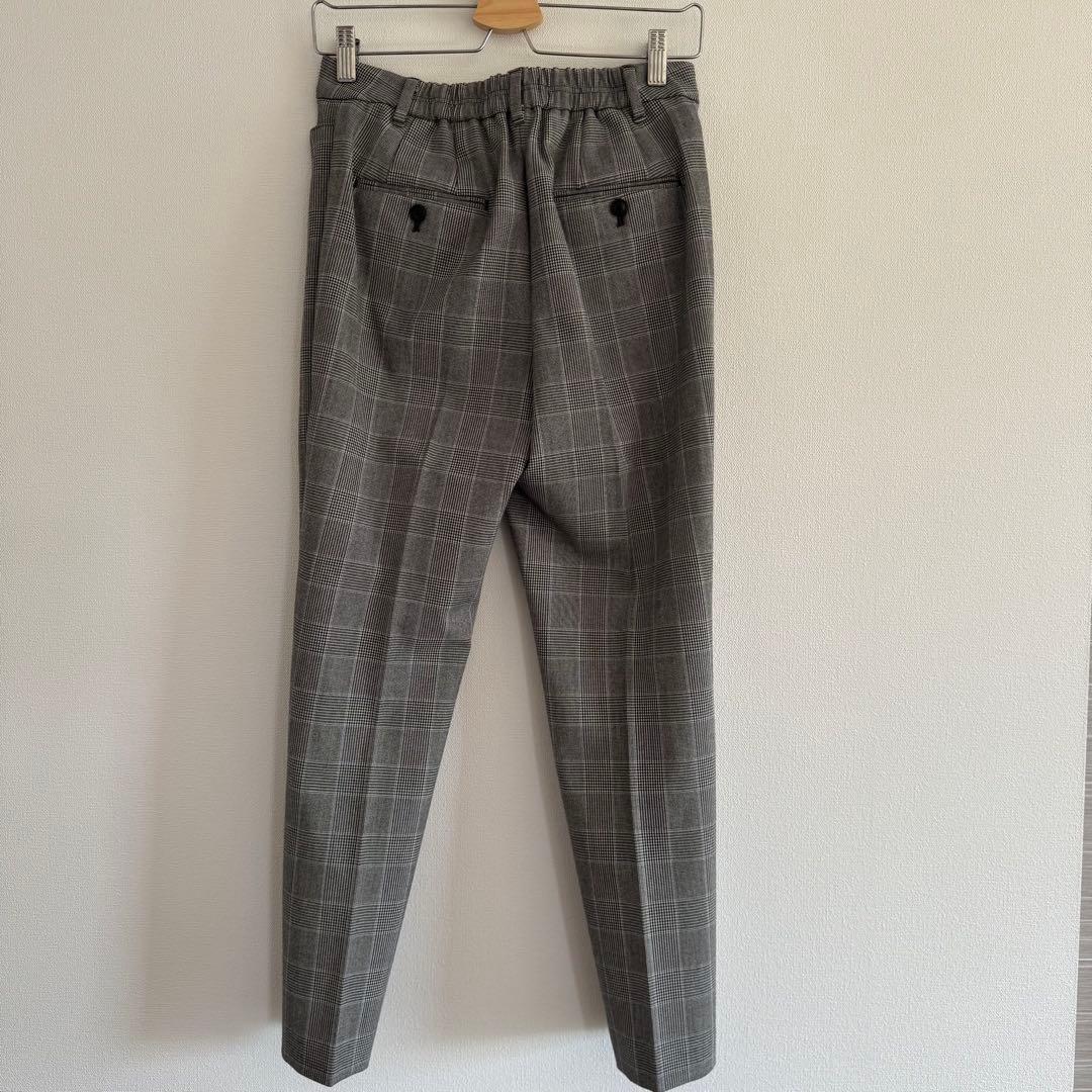 【美品】PLST プラステ　ストレッチ ウォッシャブルノーカラーチェックスーツM