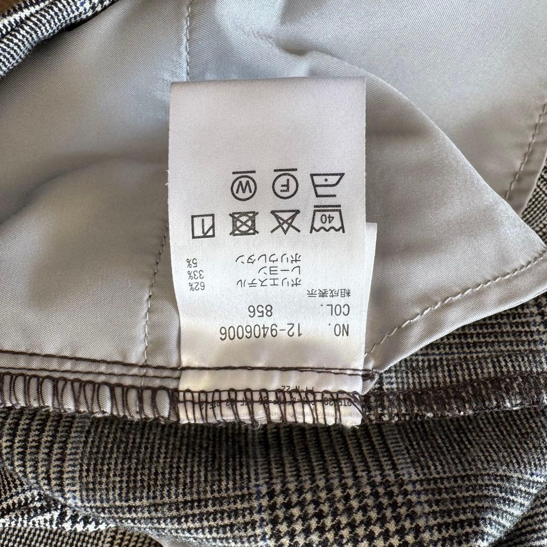 【美品】PLST プラステ　ストレッチ ウォッシャブルノーカラーチェックスーツM