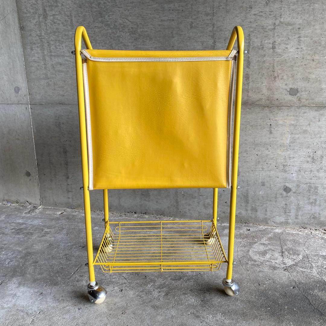 ウッドペッカー ワゴン カート ラック カゴ 収納 黄色 ポップ レア レトロ