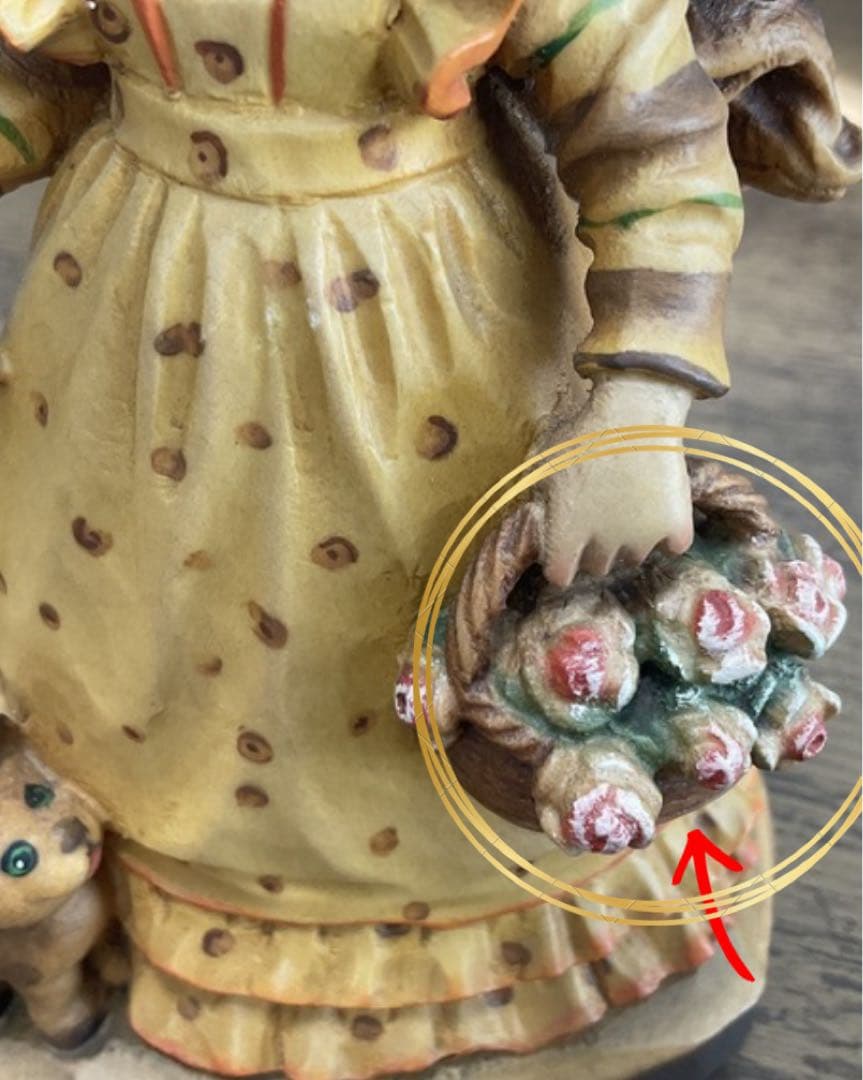 限定2000体/アンリ【ANRI】/17センチ/女の子の人形（木彫り）置物