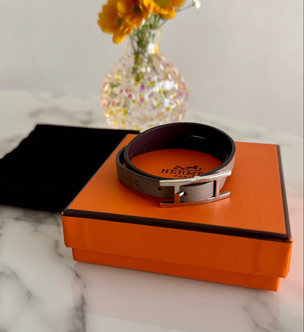 HERMES エルメス　レザーブレスレット　ビーアピ・ドゥブルトゥール