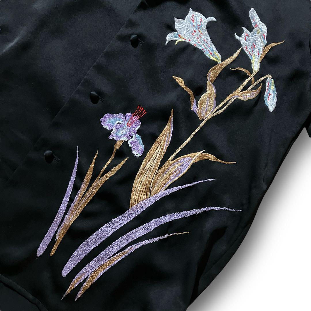 美品 19ss mame kurogouchi マメクロゴウチ 百合刺繍 シャツ