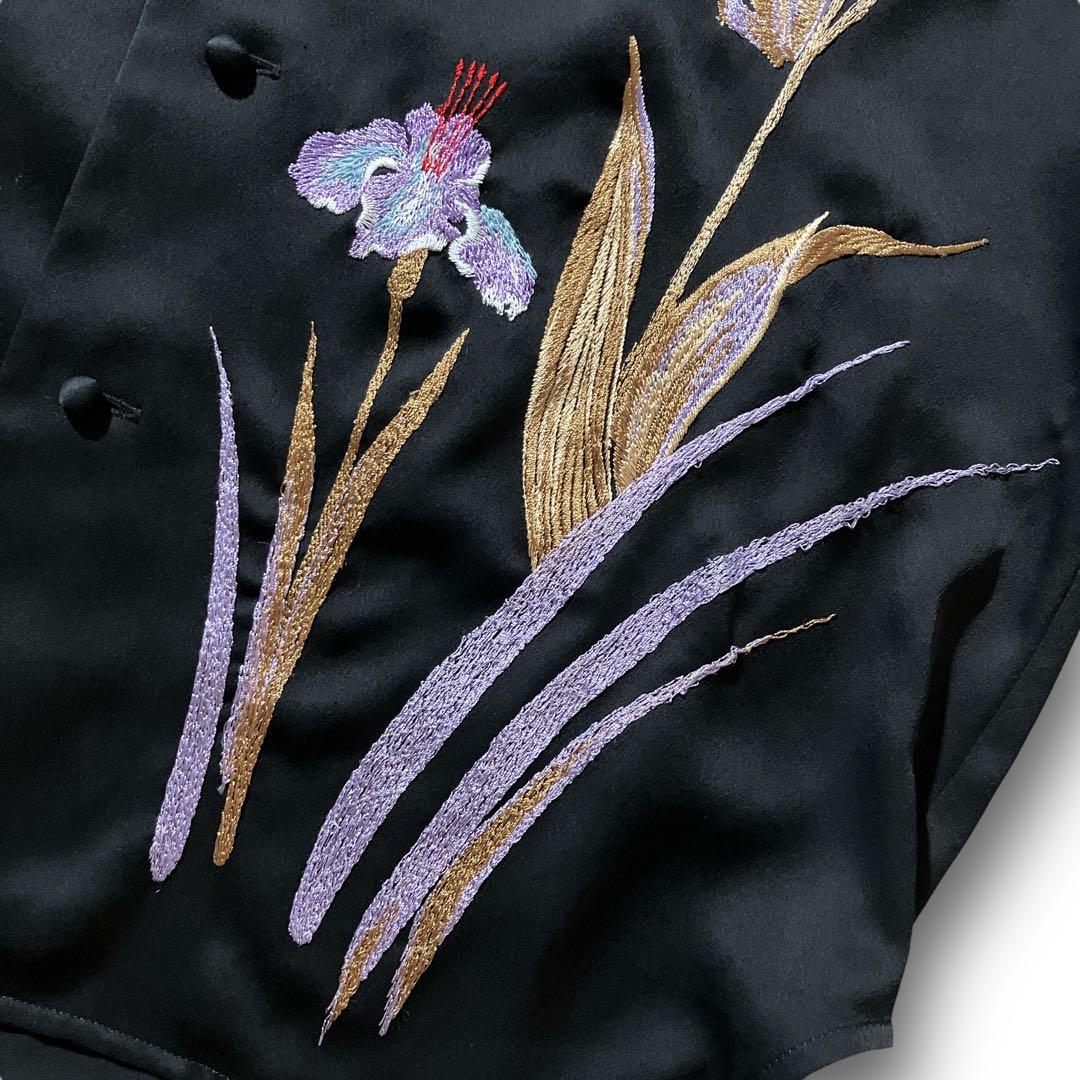 美品 19ss mame kurogouchi マメクロゴウチ 百合刺繍 シャツ