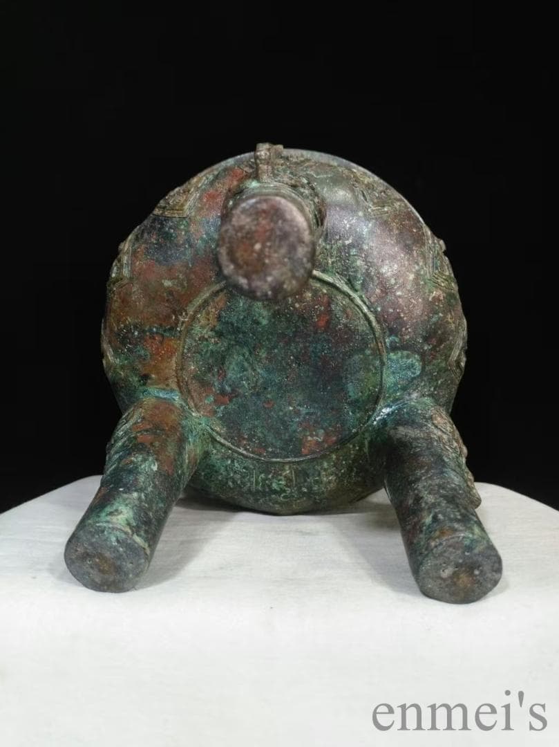 中国古美術【雲雷文鼎】青銅器 礼器 祭祀 鼎 高浮彫 手彫り 古美味 時代物