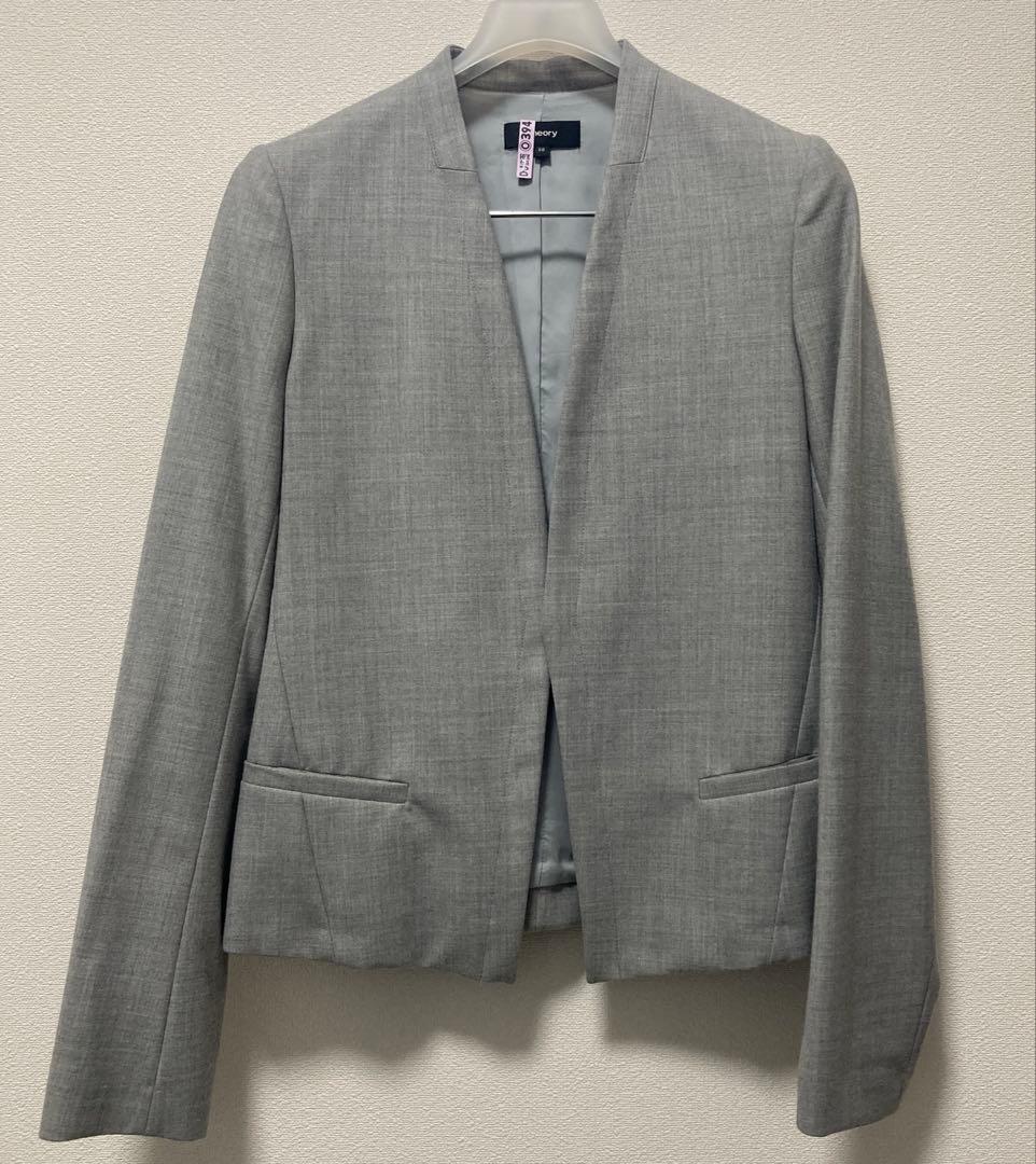 値下げ　セオリー ノーカラー ワイドパンツ スーツ　セットアップ