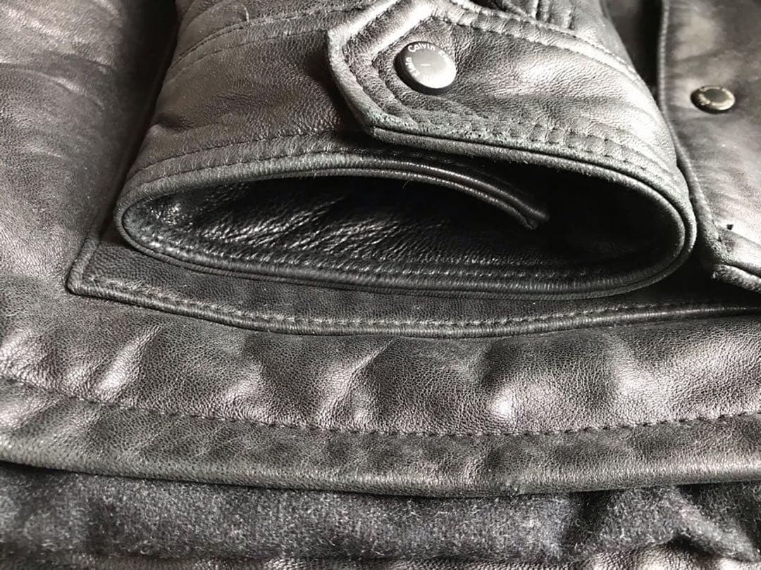 カルバンクライン ラムレザージャケット コートジャケット ロング丈 本革 黒XL