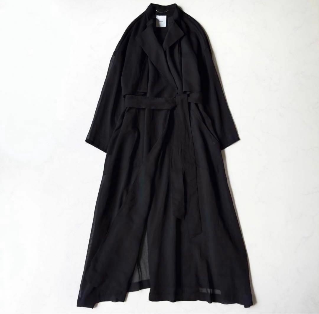 極美品✨️定価5.7万　エブール　ポリオーガンジー ライトロングガウンコート