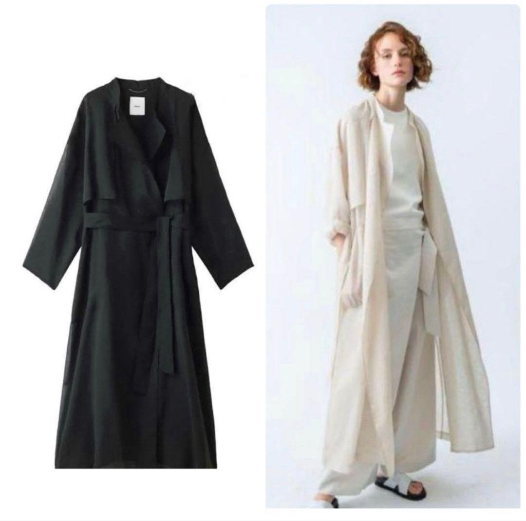 極美品✨️定価5.7万　エブール　ポリオーガンジー ライトロングガウンコート