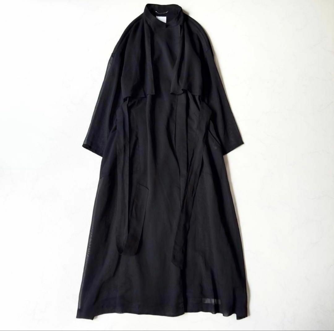 極美品✨️定価5.7万　エブール　ポリオーガンジー ライトロングガウンコート