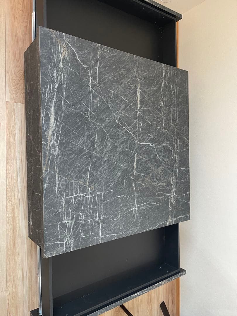 LOWYA　大理石柄ローテーブル　ブラック