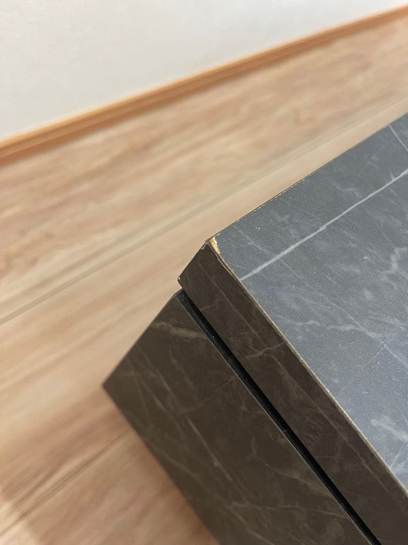 LOWYA　大理石柄ローテーブル　ブラック