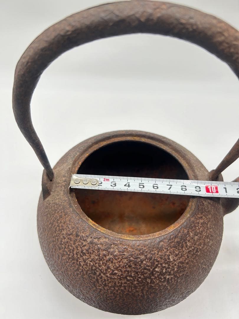 鉄瓶 茶色 丸型 身在名、水漏れ無し容量约1000