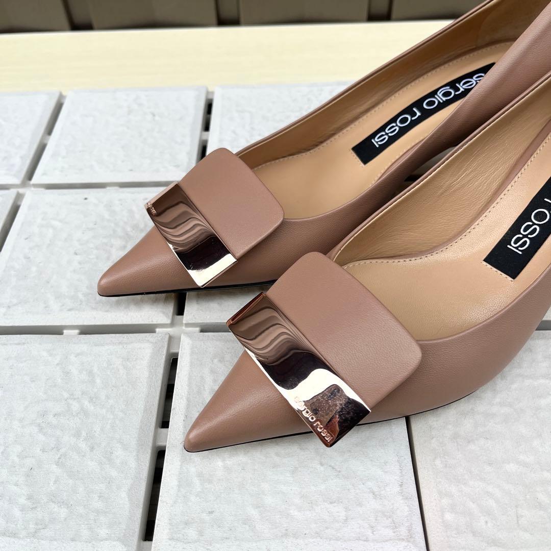 新品 36 Sergio rossi sr1 パンプス ピンク ベージュ　23