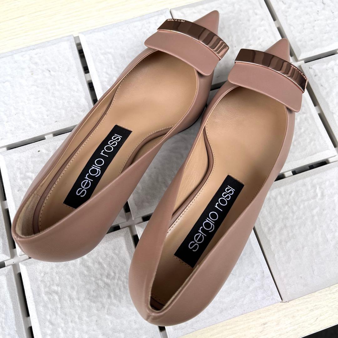 新品 36 Sergio rossi sr1 パンプス ピンク ベージュ　23