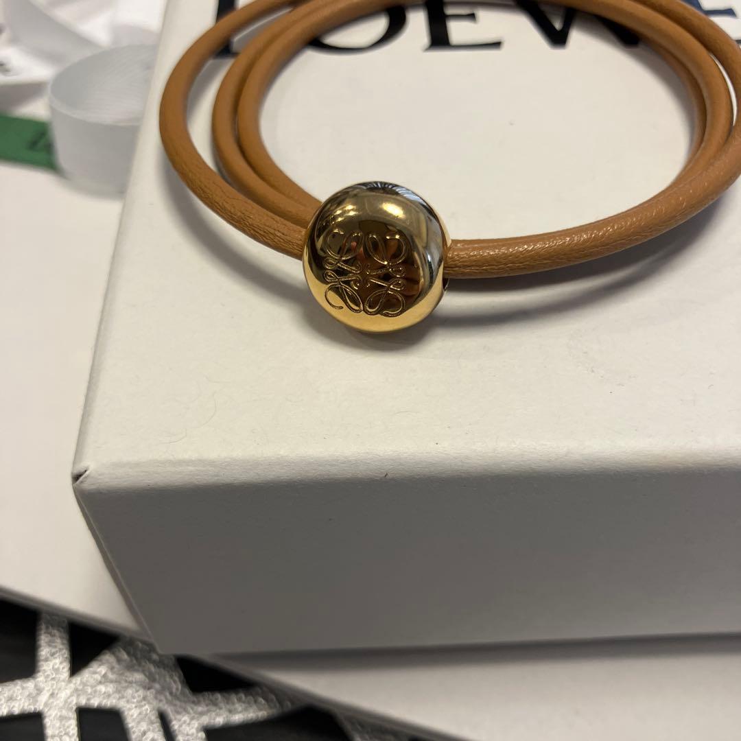 未使用　LOEWE ブラウンレザーブレスレット サイズS