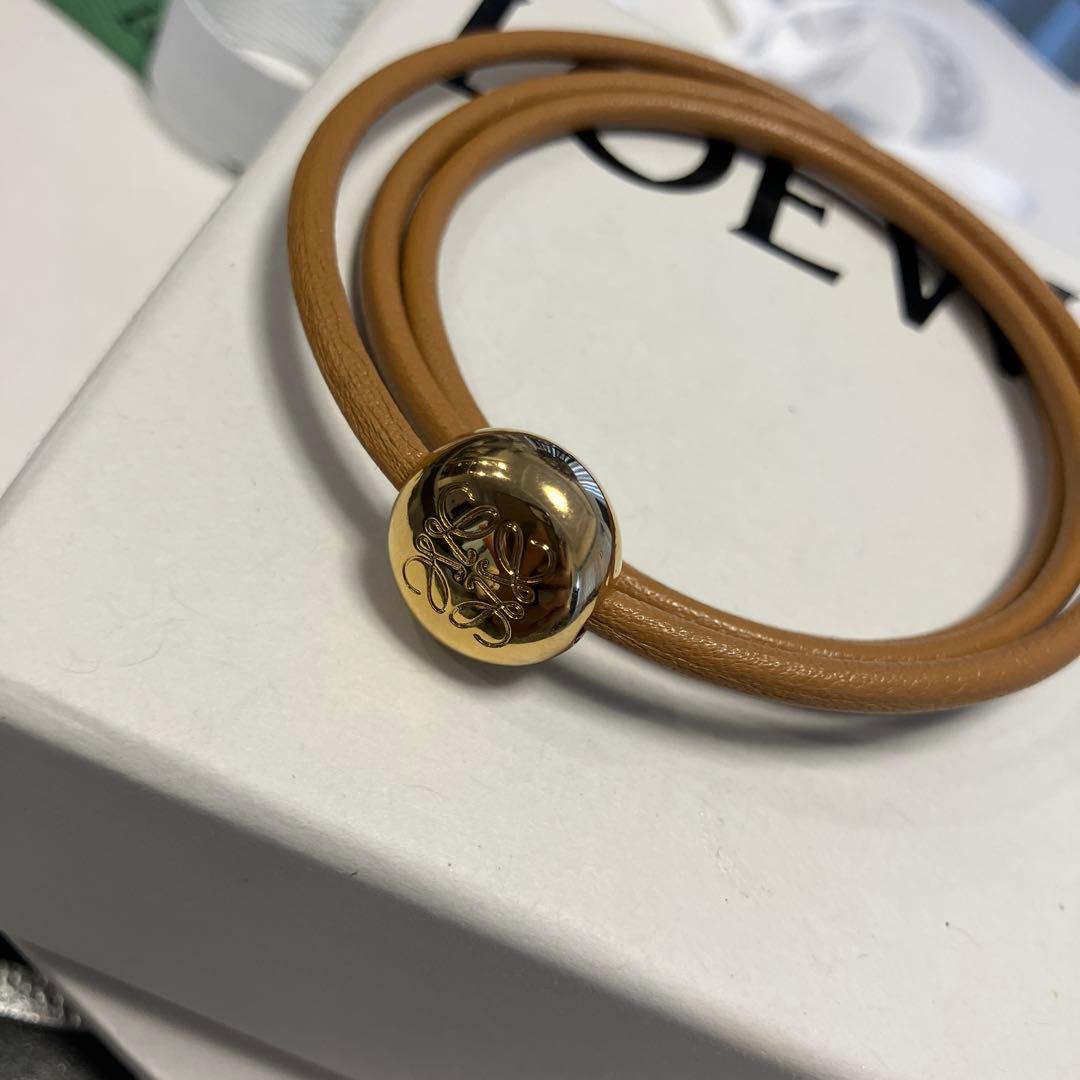 未使用　LOEWE ブラウンレザーブレスレット サイズS