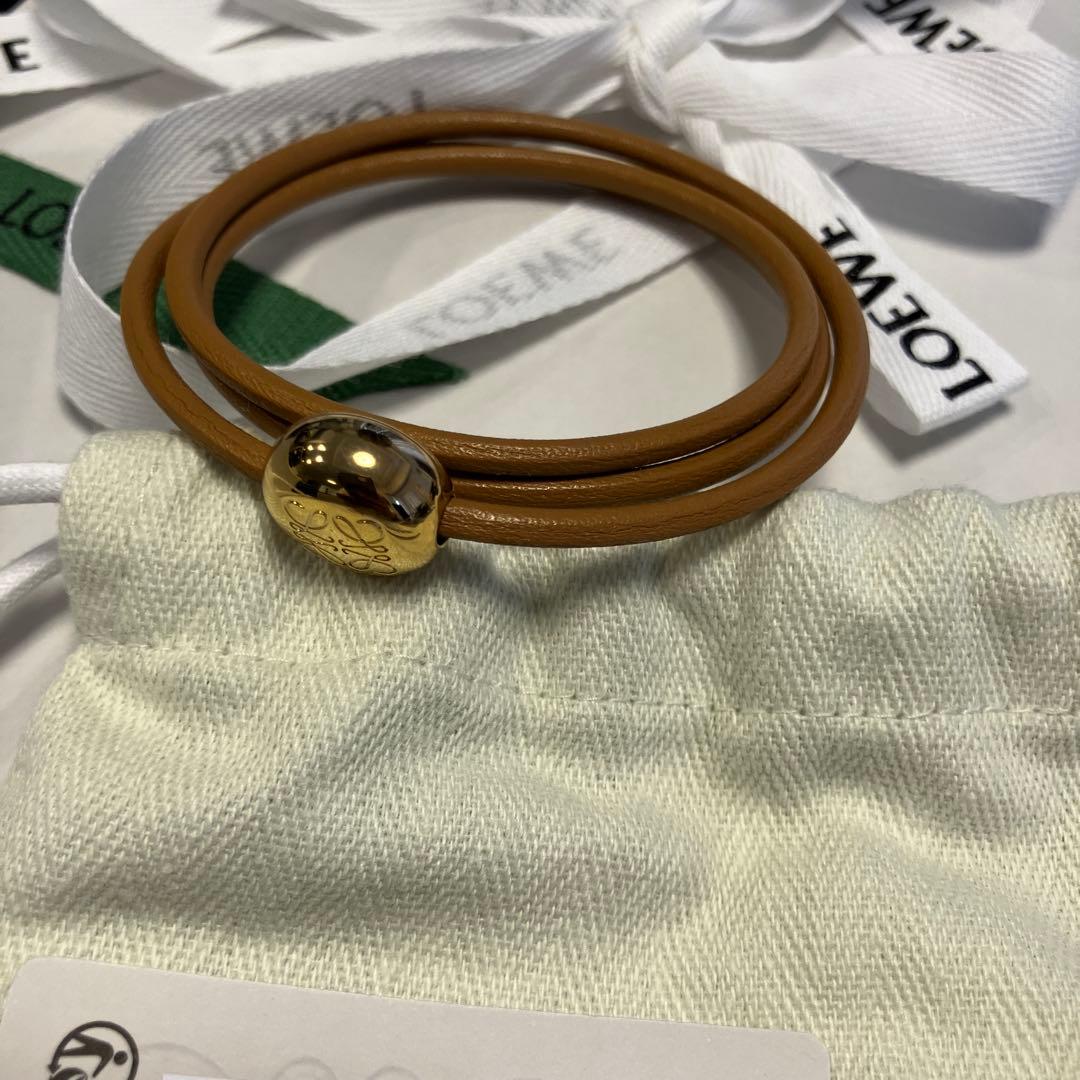 未使用　LOEWE ブラウンレザーブレスレット サイズS
