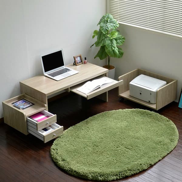 【新品・送料無料】パソコンデスク ロータイプ 90幅 オーク デスクセット