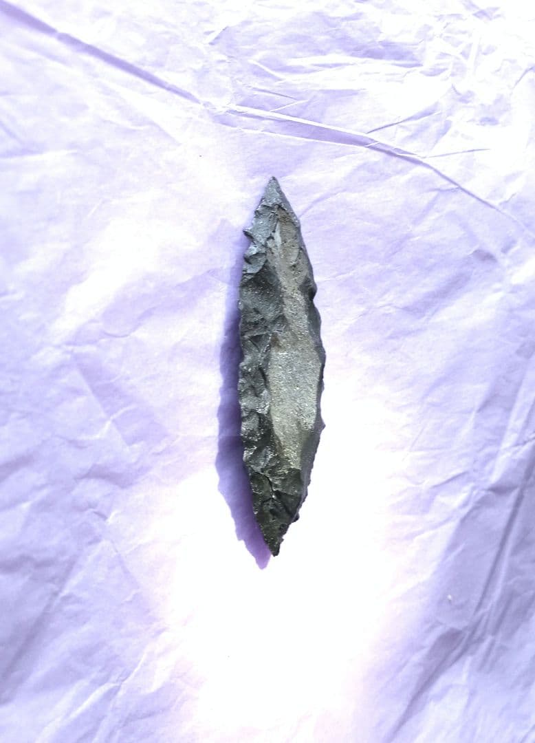 原始人 尖頭器 a ポイント 石器 槍 サヌカイト　模写