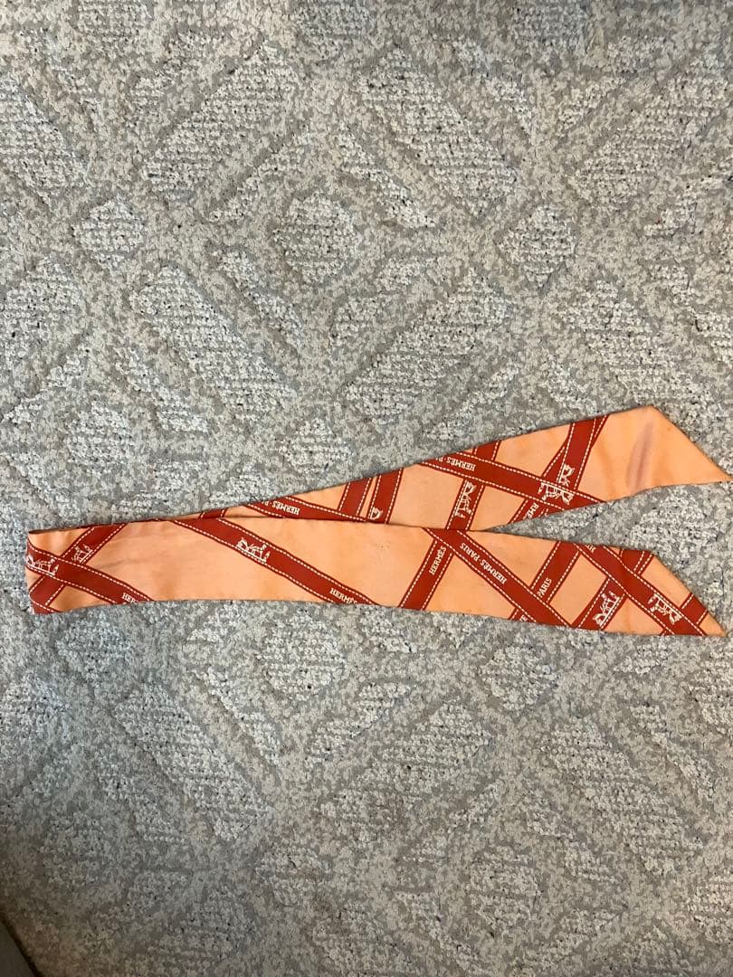 HERMES エルメス ツイリー スカーフ 馬銜・シュミーズ オレンジ系