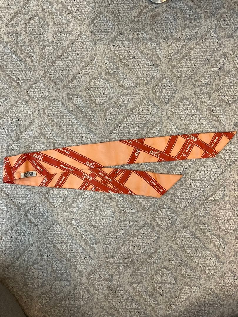HERMES エルメス ツイリー スカーフ 馬銜・シュミーズ オレンジ系