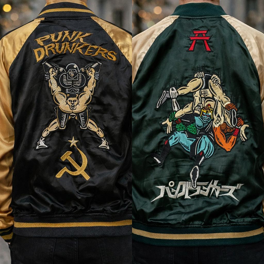 う*隷様 【希少/キン肉マンコラボ】PUNK DRUNKERS スカジャン 刺繍