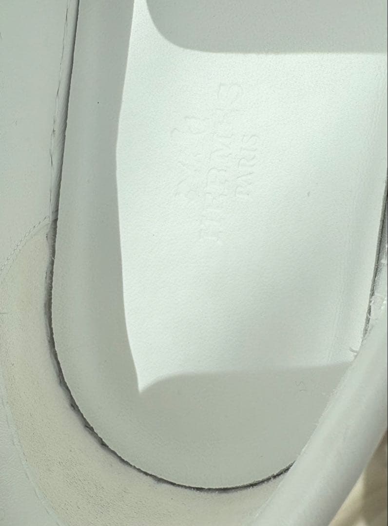 36.5 HERMES ホワイトレザー ローファー モカシン　ケリー　金具