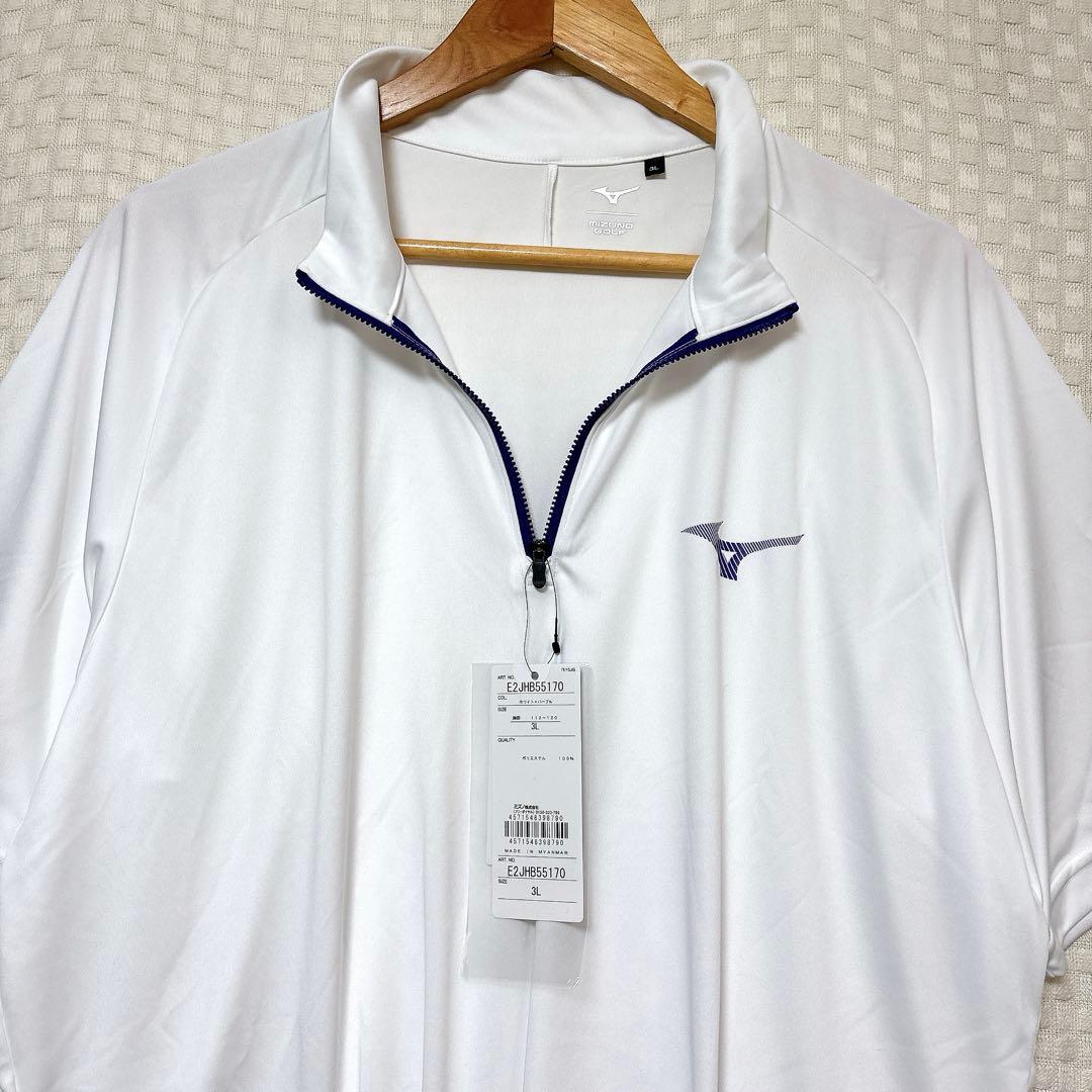 3L ミズノゴルフ レイヤードセット 半袖ジップシャツ 長袖モックネックシャツ