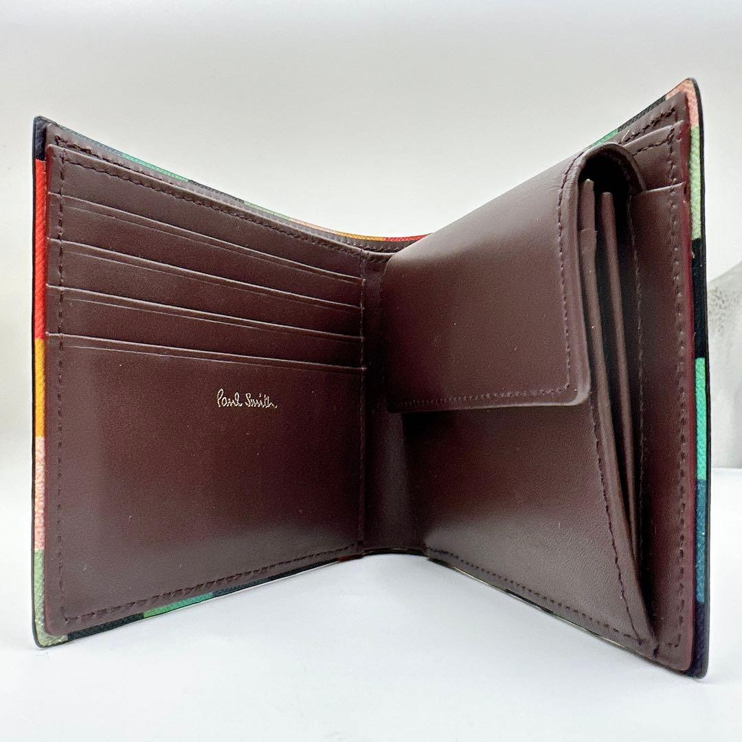 極美品　ポールスミス　アーティスストライプ　二つ折り　財布　メンズ