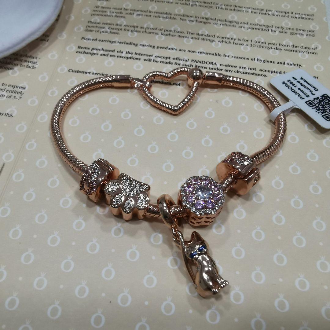 Pandora ローズゴールド ハートクラスプ ブレスレット セット