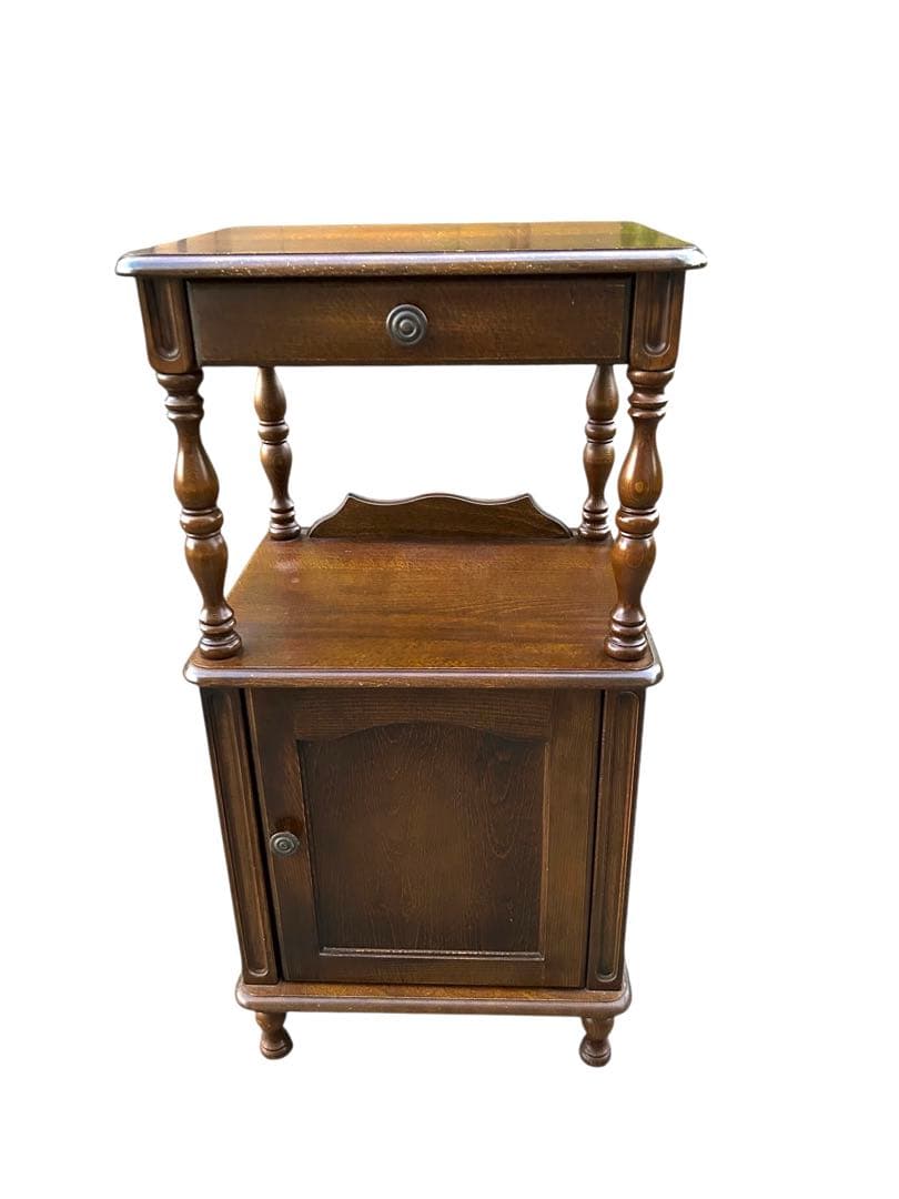 昭和レトロ 木製コンソールテーブル コールキャビネット 電話台 花台