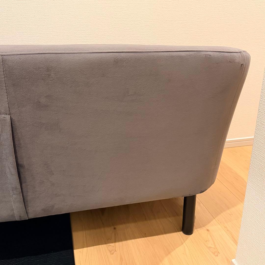 【極美品✨】LOWYA ベルベッド調ソファ グレー