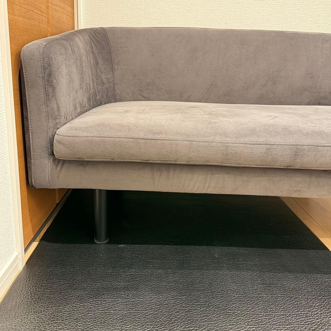 【極美品✨】LOWYA ベルベッド調ソファ グレー