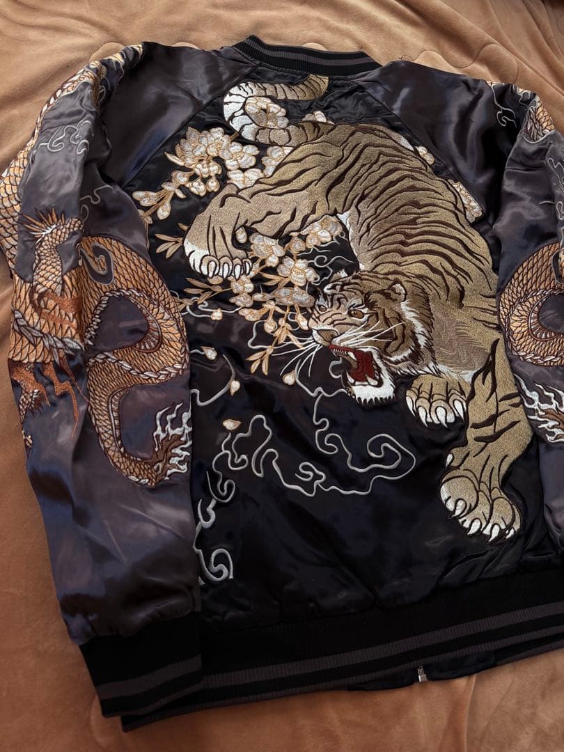 未使用 SUKAJAN 日本虎龍桜 スカジャン silk vintage 美品